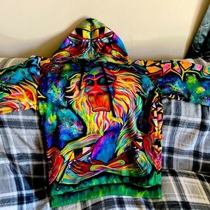Electro Threads Meditating Rafiki hoodie, size large unisex. Like new condition